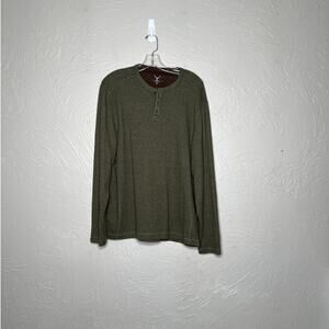 Nicoby Men's Large Green Henley Long Sleeve Casual Button Shirt